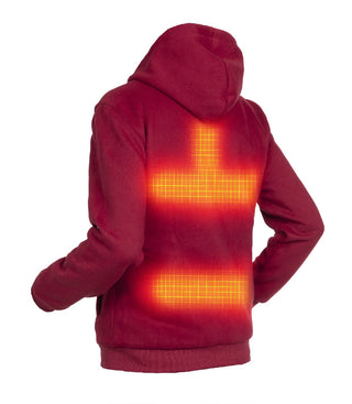 Herren Beheizter Hoodie – Dual-Heizung - Burgunder