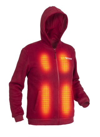 Herren Beheizter Hoodie – Dual-Heizung - Burgunder